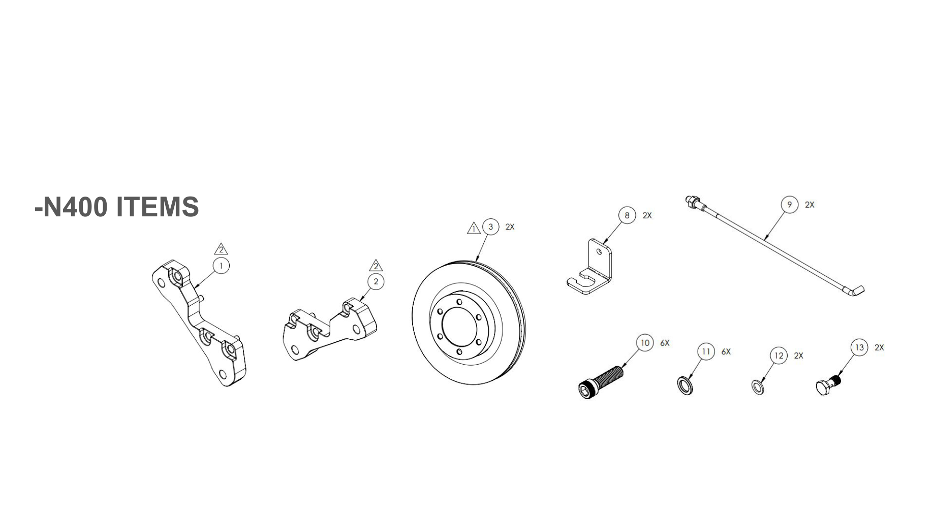 Front brake kit components — N400 items