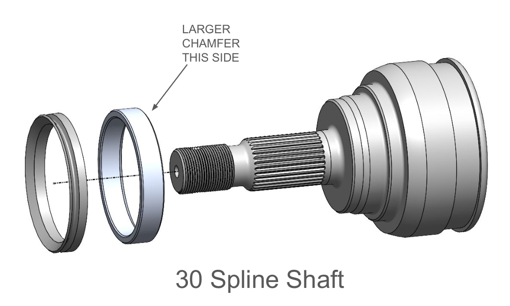 30-spline shaft — spacer and V-ring seal installation