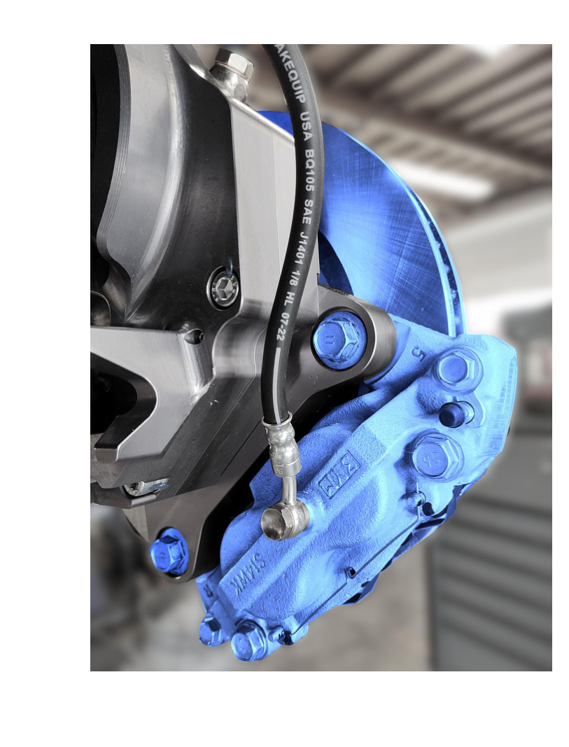 Install front brake caliper and brake line