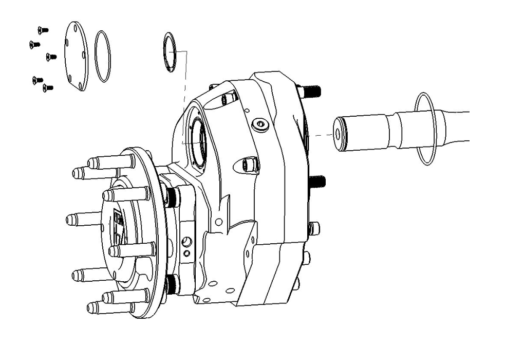 Grease shaft splines and seal surface — insert shaft and retain with snap ring RR-002