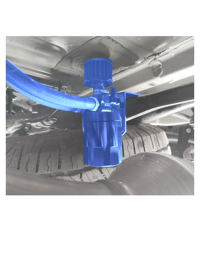 Install catch can onto spare tire crossmember and route vent lines