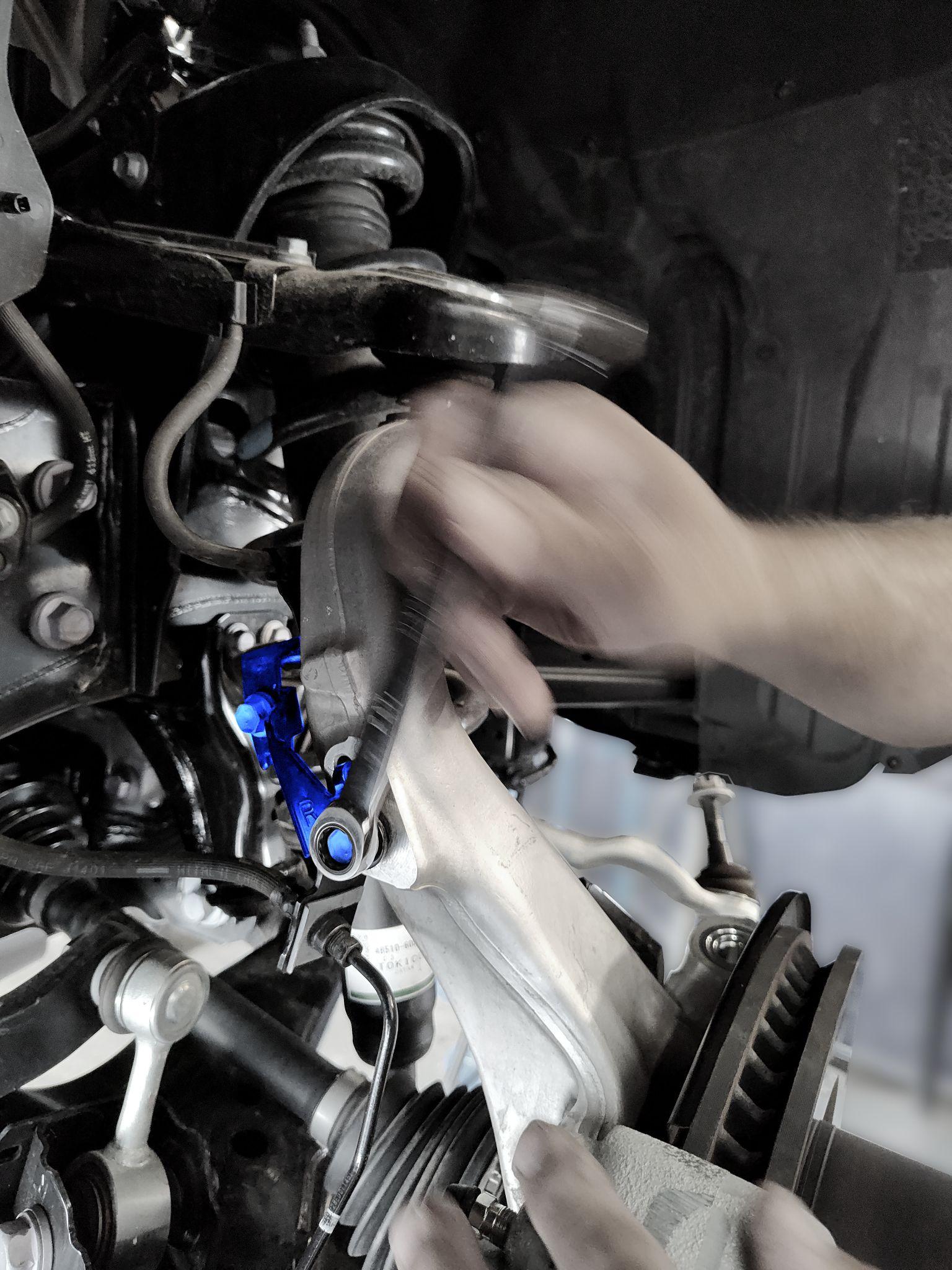 Brake bracket installation step 1 — hardware