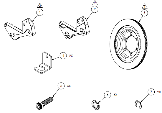 Rear brake kit components
